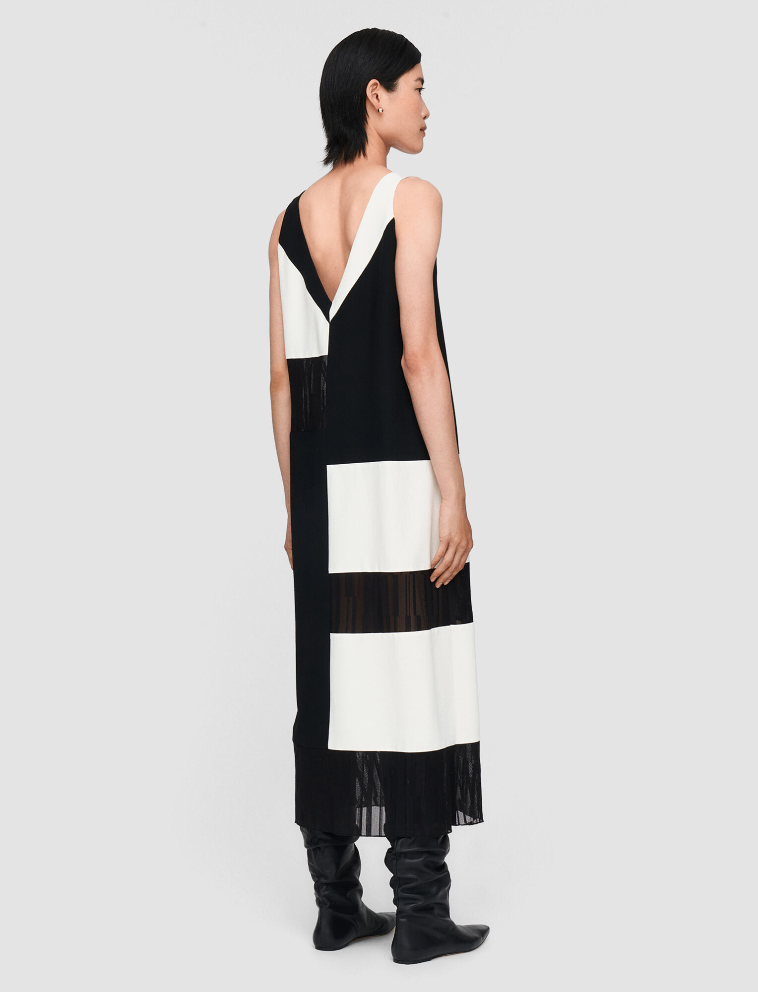 Joseph, Wool Viscose Faille Rowcross Dress, in Black/Ivory